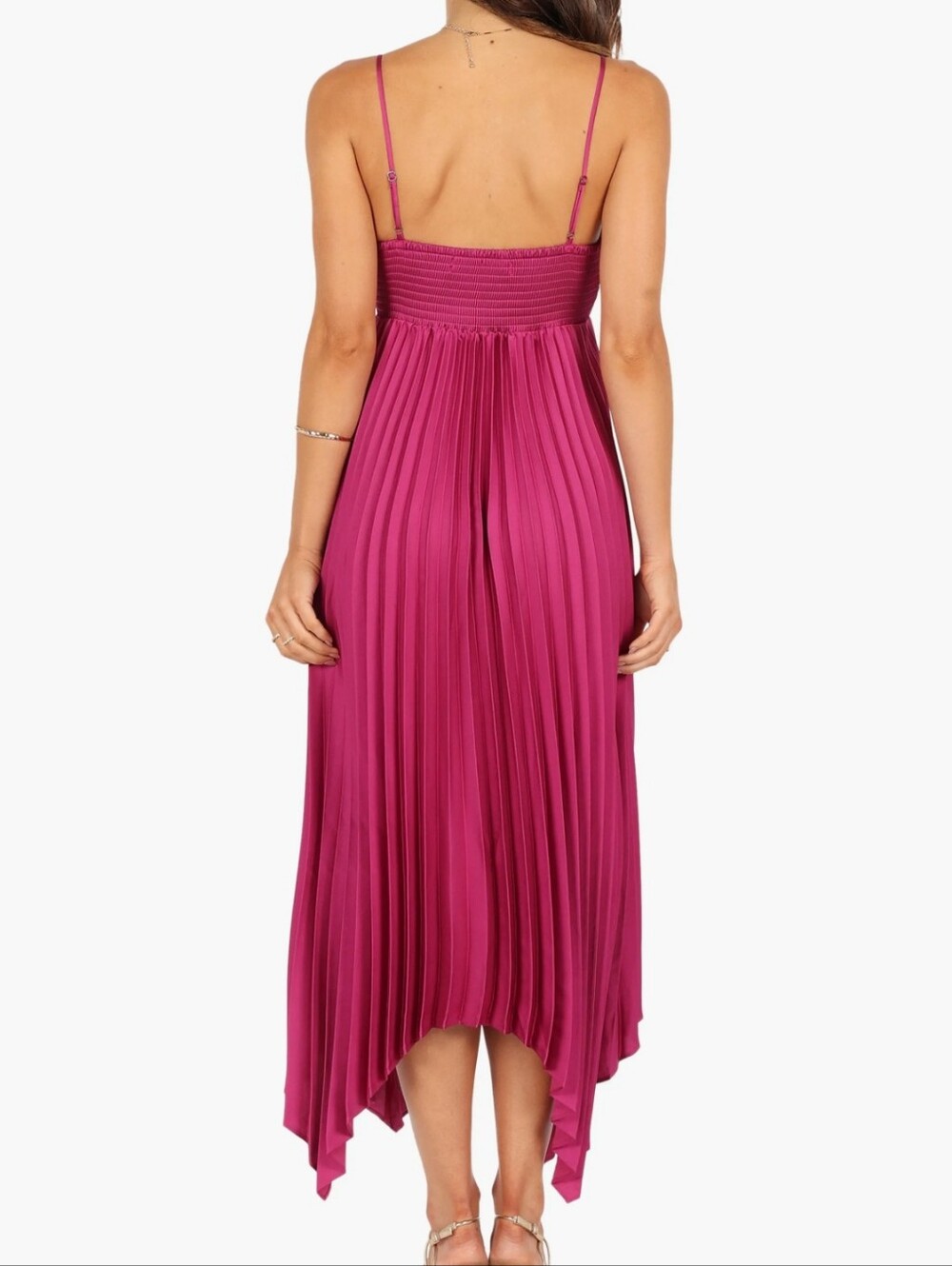 Petal & Pup Pleated Magenta Sleeveless Satin Maxi Dress Sz 12 - Picture 3 of 14